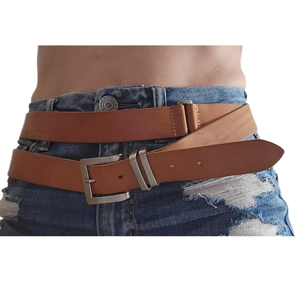 Stylish Tan Leather Run Around Belt Sz.M/L
